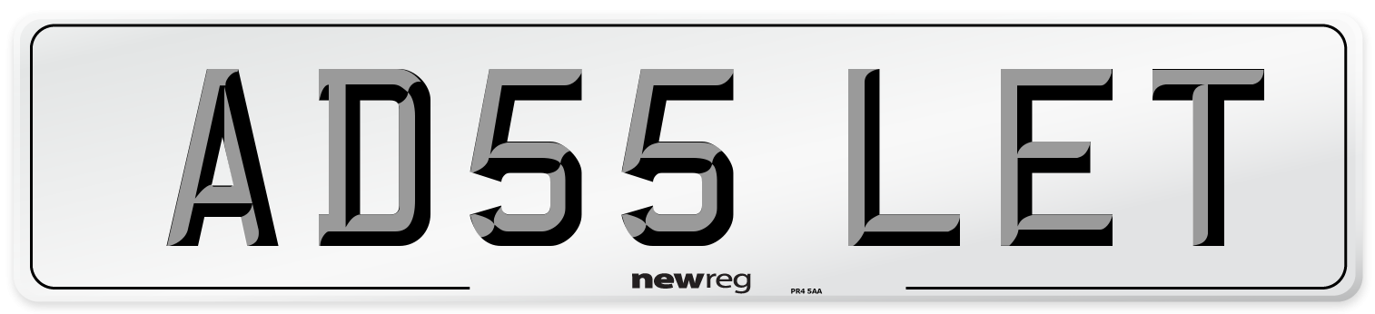 AD55 LET Number Plate from New Reg